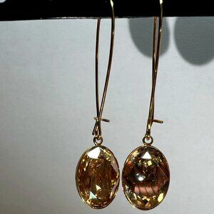 New Never Worn Authentic Swarovski Puzzle Drop Earrings Golden Shadow crystal